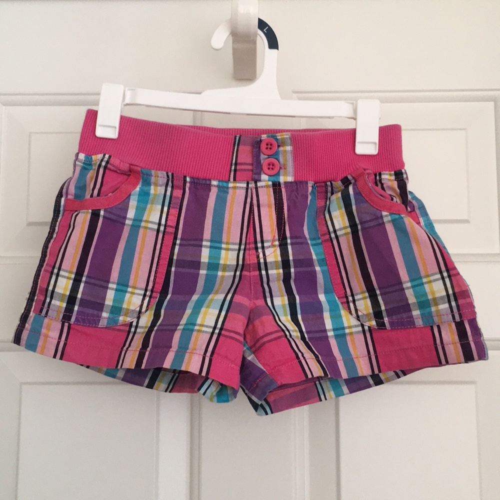 Jenni Girls Pink Plaid Shorts Small Pockets